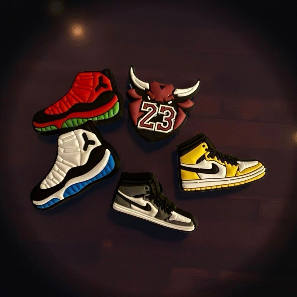 NBA Bulls Air Jordan High Top Sneakers Basketball Croc Shoe Charms Set of 7 A33